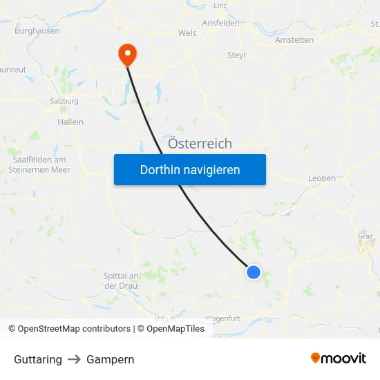 Guttaring to Gampern map