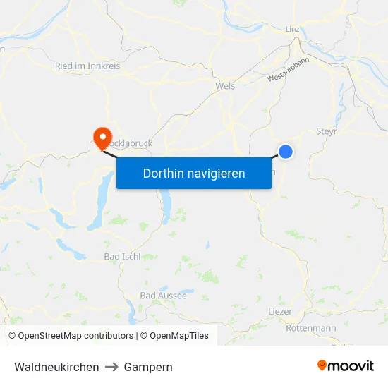 Waldneukirchen to Gampern map