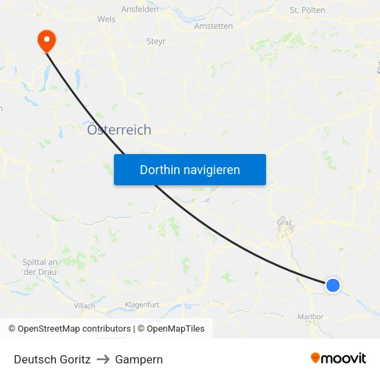 Deutsch Goritz to Gampern map