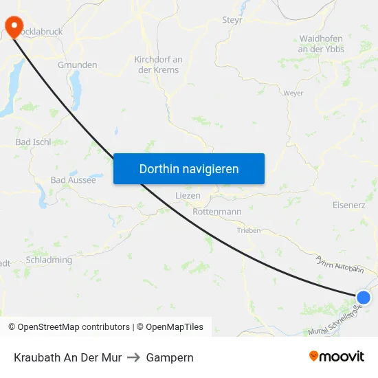 Kraubath An Der Mur to Gampern map