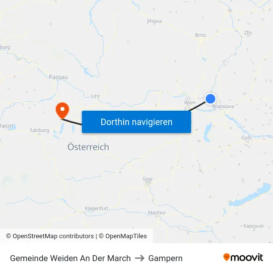Gemeinde Weiden An Der March to Gampern map
