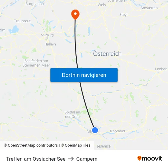 Treffen am Ossiacher See to Gampern map