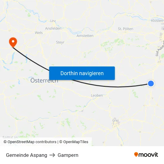 Gemeinde Aspang to Gampern map