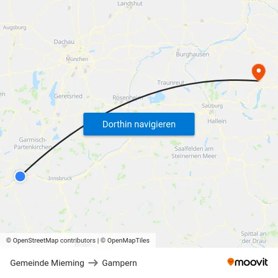 Gemeinde Mieming to Gampern map