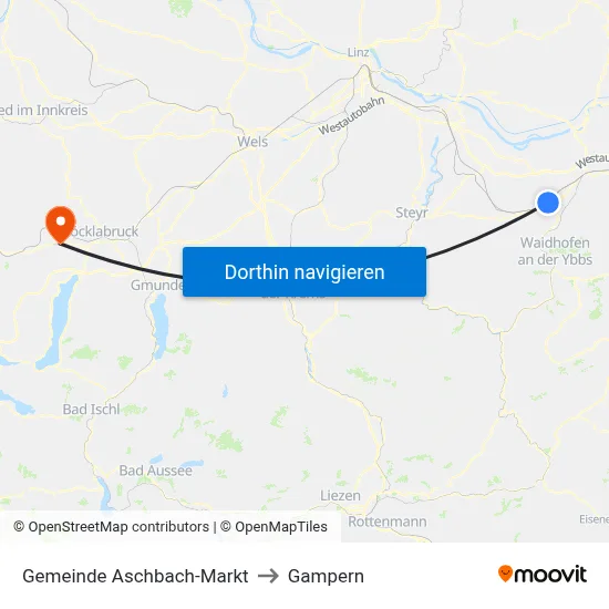 Gemeinde Aschbach-Markt to Gampern map