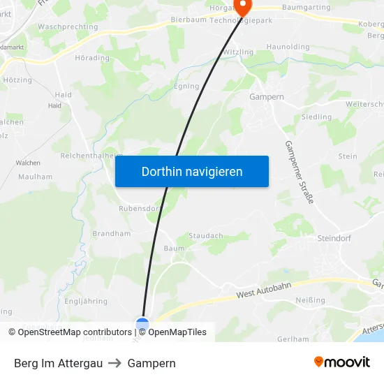 Berg Im Attergau to Gampern map