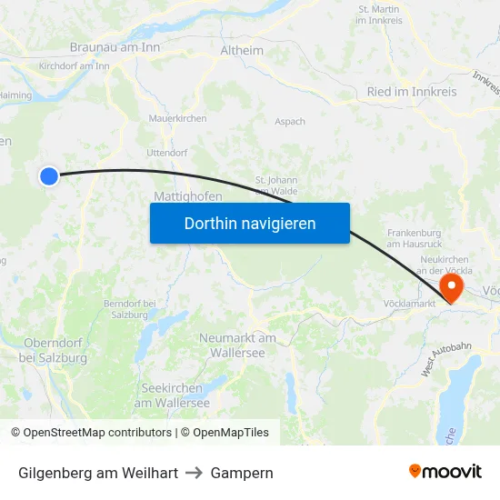 Gilgenberg am Weilhart to Gampern map