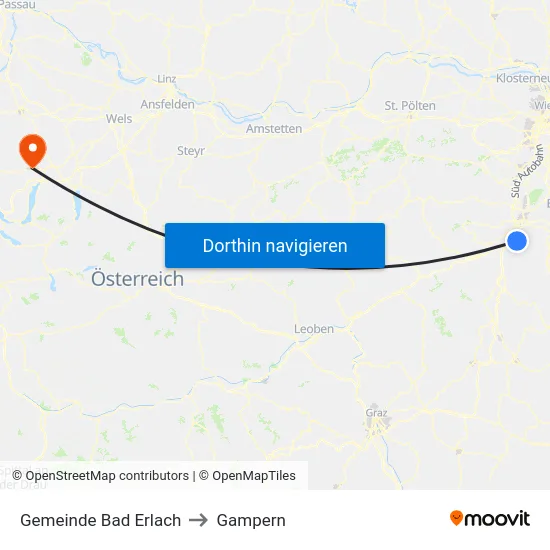 Gemeinde Bad Erlach to Gampern map