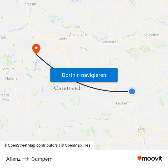 Aflenz to Gampern map