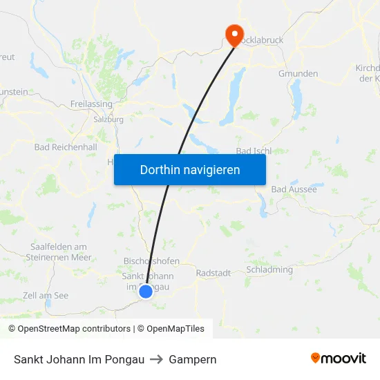 Sankt Johann Im Pongau to Gampern map