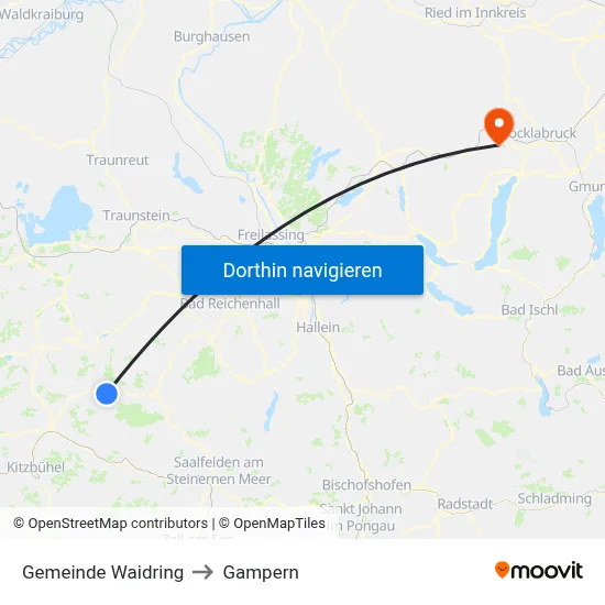 Gemeinde Waidring to Gampern map