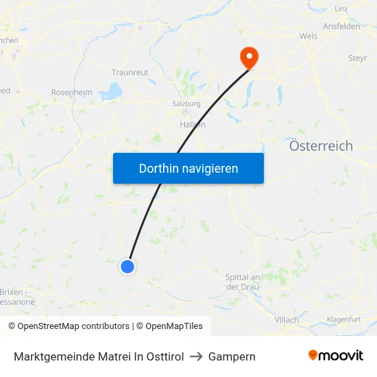 Marktgemeinde Matrei In Osttirol to Gampern map