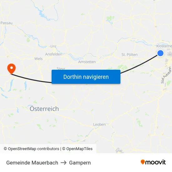 Gemeinde Mauerbach to Gampern map