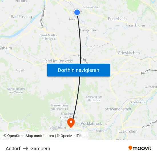 Andorf to Gampern map
