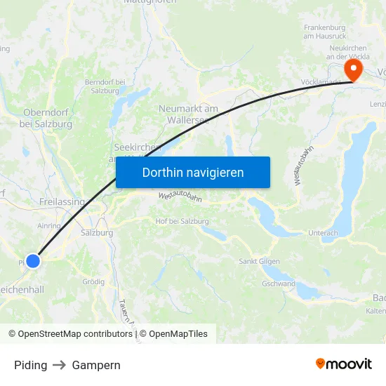 Piding to Gampern map