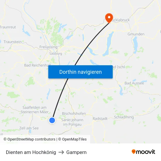 Dienten am Hochkönig to Gampern map