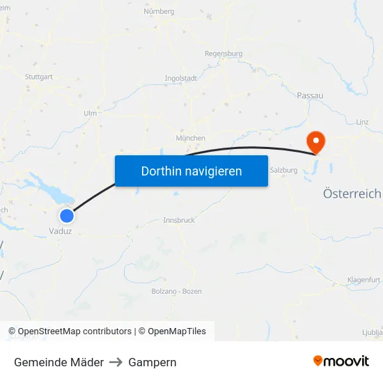 Gemeinde Mäder to Gampern map