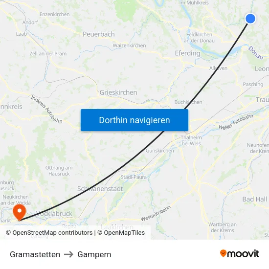 Gramastetten to Gampern map