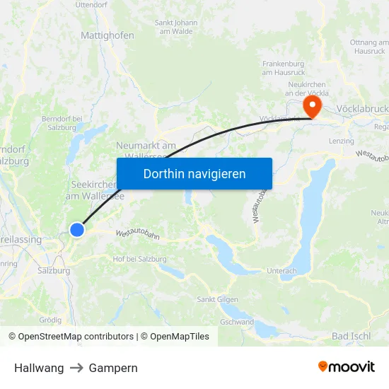 Hallwang to Gampern map