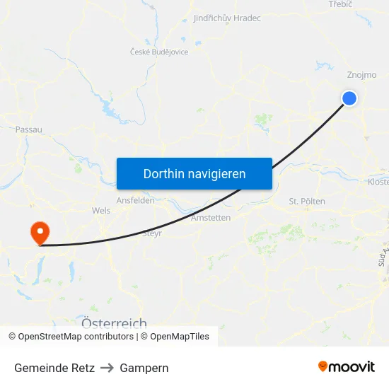 Gemeinde Retz to Gampern map