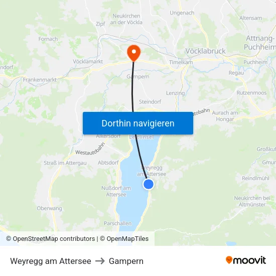 Weyregg am Attersee to Gampern map