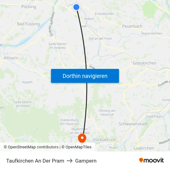 Taufkirchen An Der Pram to Gampern map