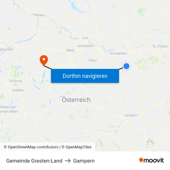 Gemeinde Gresten-Land to Gampern map