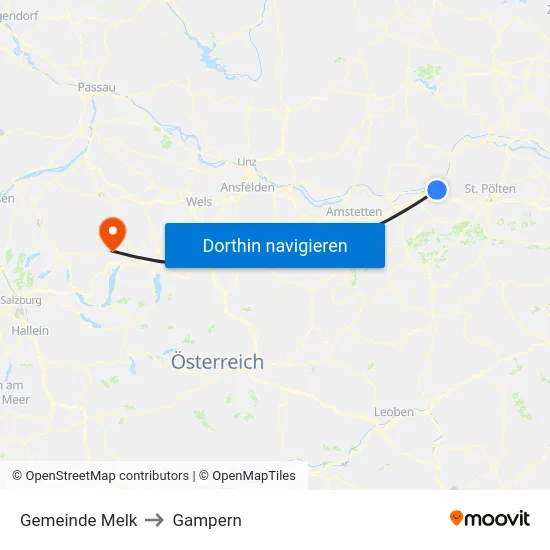 Gemeinde Melk to Gampern map