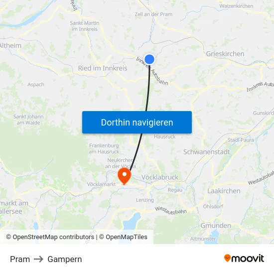 Pram to Gampern map