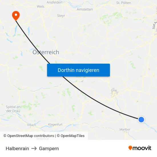 Halbenrain to Gampern map