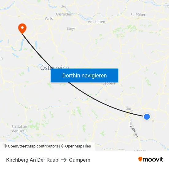 Kirchberg An Der Raab to Gampern map