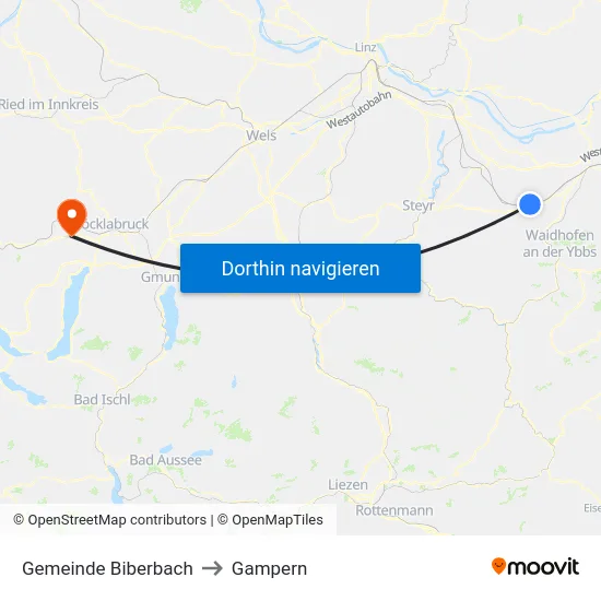 Gemeinde Biberbach to Gampern map