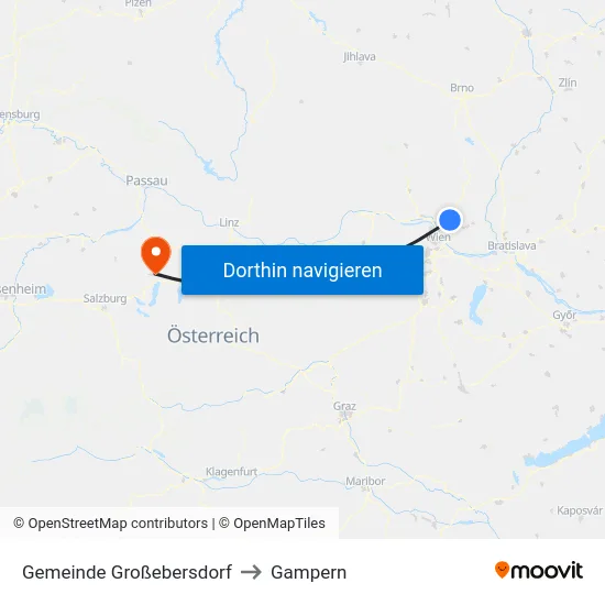Gemeinde Großebersdorf to Gampern map