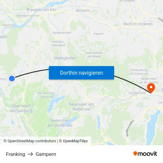 Franking to Gampern map