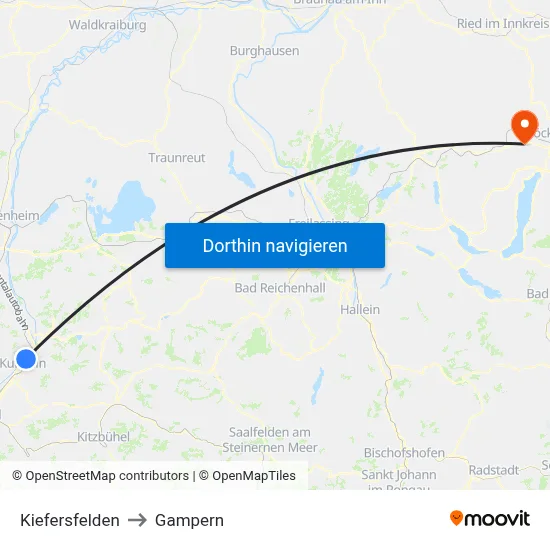 Kiefersfelden to Gampern map