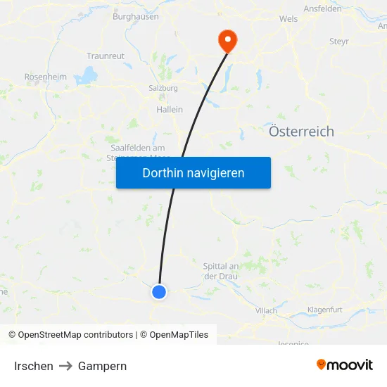 Irschen to Gampern map