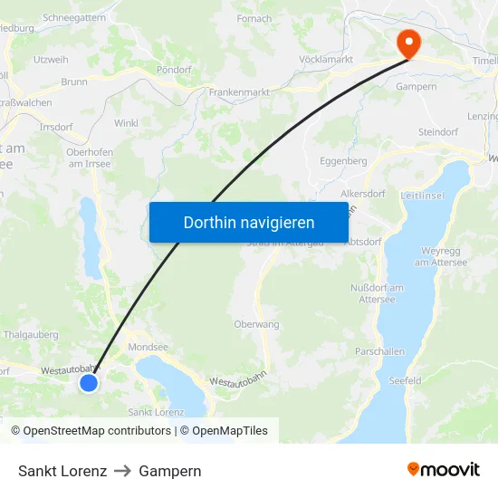 Sankt Lorenz to Gampern map