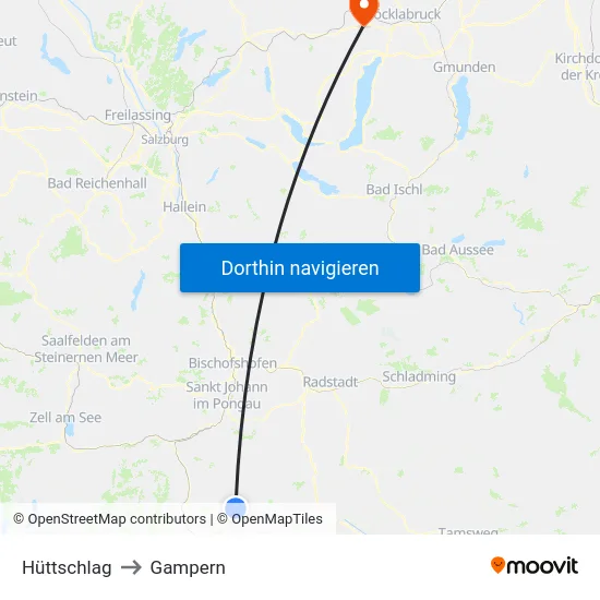 Hüttschlag to Gampern map