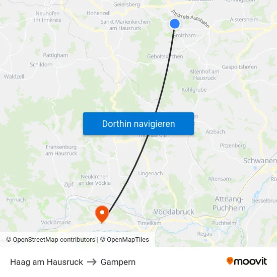 Haag am Hausruck to Gampern map