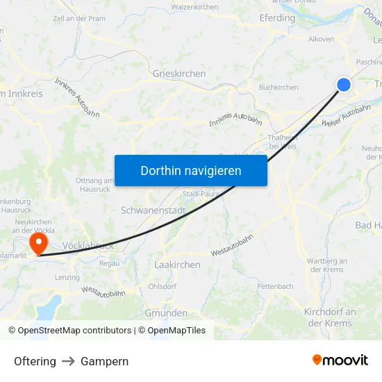 Oftering to Gampern map