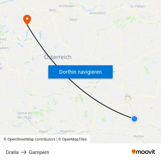 Gralla to Gampern map