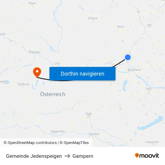 Gemeinde Jedenspeigen to Gampern map
