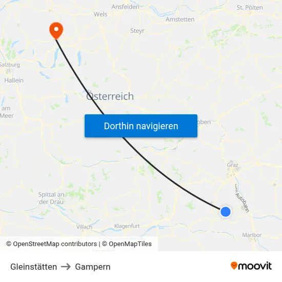 Gleinstätten to Gampern map