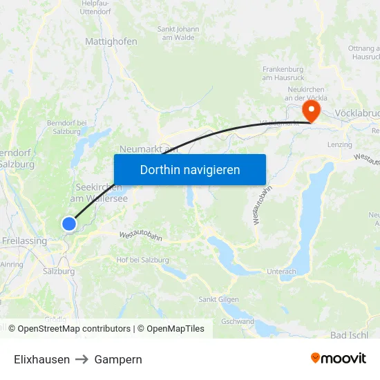 Elixhausen to Gampern map