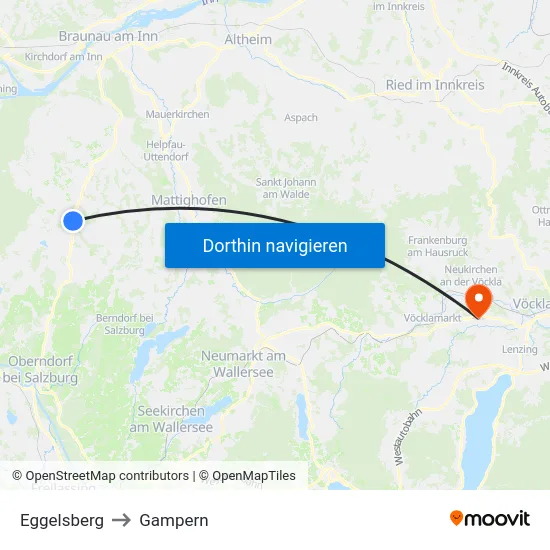 Eggelsberg to Gampern map