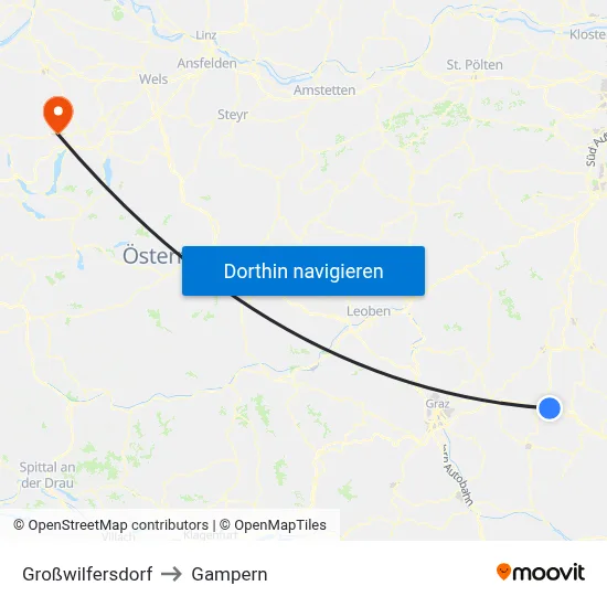 Großwilfersdorf to Gampern map