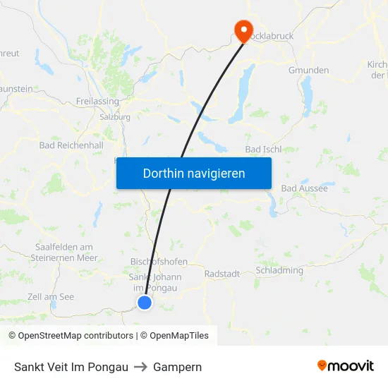 Sankt Veit Im Pongau to Gampern map