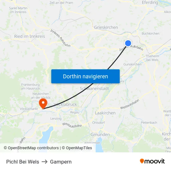 Pichl Bei Wels to Gampern map