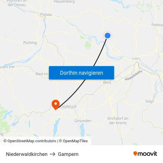 Niederwaldkirchen to Gampern map
