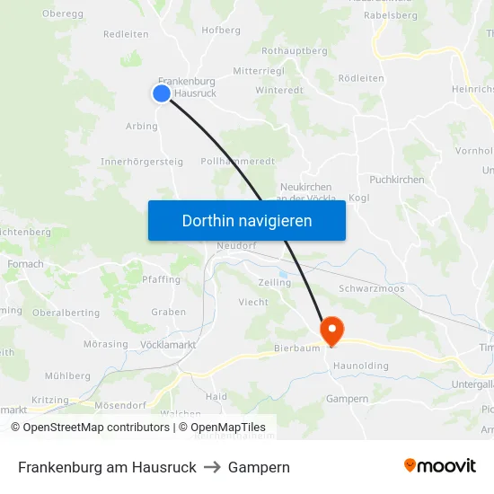 Frankenburg am Hausruck to Gampern map